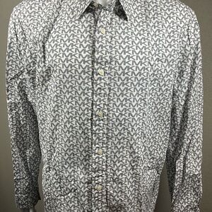 Michael Kors White and Gray Logo Men's Shirt
